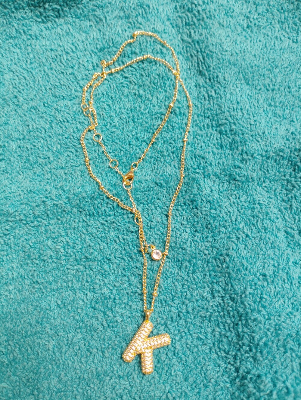 Macy's Gold Letter K Layered Pendant Necklace with CZ Accent